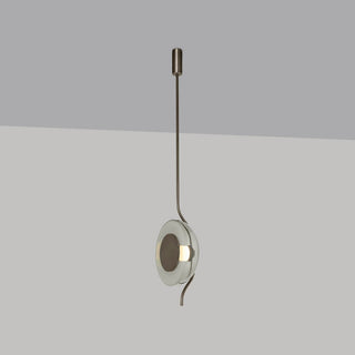 Dum Smoked Glass Disc & Brass Pendant Light