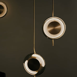 Dum Smoked Glass Disc & Brass Pendant Light