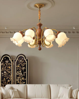 Petal Bloom Floral Wood Chandelier