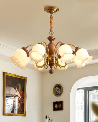 Petal Bloom Floral Wood Chandelier