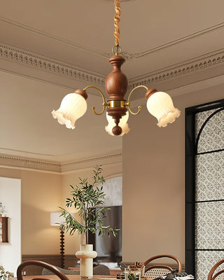 Petal Bloom Floral Wood Chandelier