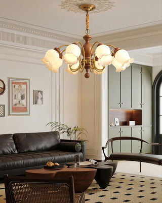 Petal Bloom Floral Wood Chandelier