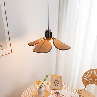 Lia Petal Wood Fabric Pendant Light