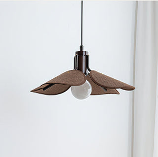 Lia Petal Wood Fabric Pendant Light