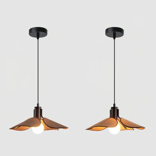 Lia Petal Wood Fabric Pendant Light