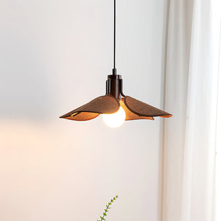 Lia Petal Wood Fabric Pendant Light