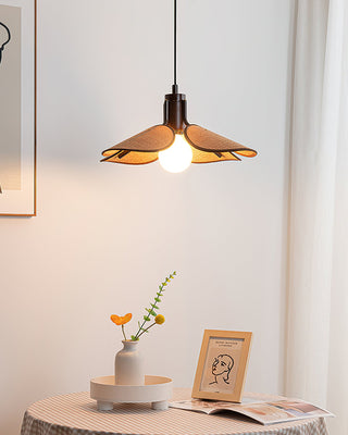 Lia Petal Wood Fabric Pendant Light