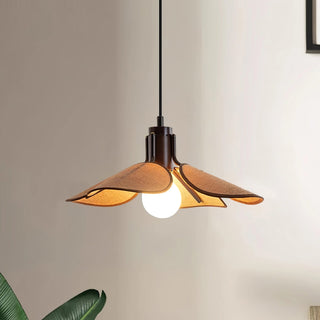 Lia Petal Wood Fabric Pendant Light