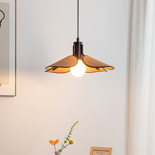 Lia Petal Wood Fabric Pendant Light