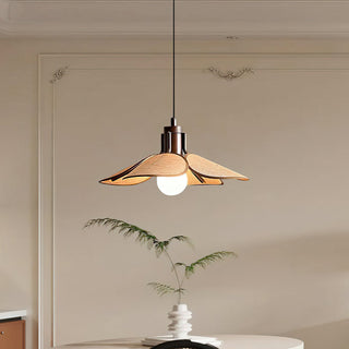 Lia Petal Wood Fabric Pendant Light