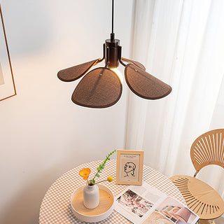 Lia Petal Wood Fabric Pendant Light