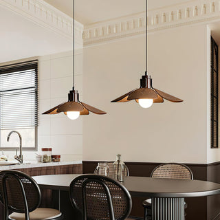 Lia Petal Wood Fabric Pendant Light