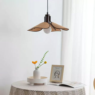 Lia Petal Wood Fabric Pendant Light