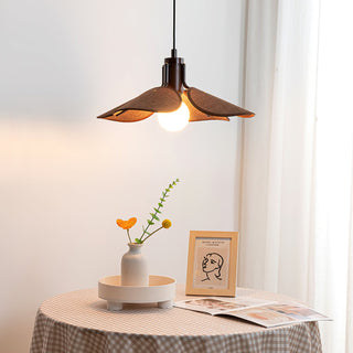 Lia Petal Wood Fabric Pendant Light