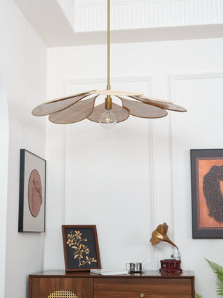 Petals Bloom Oriental Rattan Pendant Light