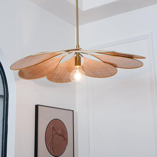 Petals Bloom Oriental Rattan Pendant Light