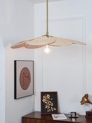 Petals Bloom Oriental Rattan Pendant Light
