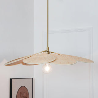 Petals Bloom Oriental Rattan Pendant Light