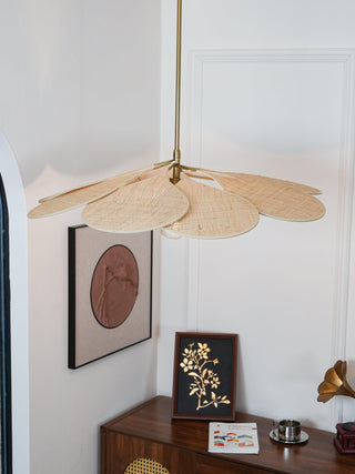 Petals Bloom Oriental Rattan Pendant Light