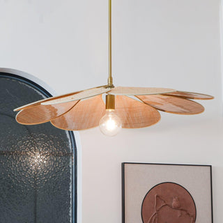 Petals Bloom Oriental Rattan Pendant Light
