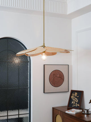 Petals Bloom Oriental Rattan Pendant Light
