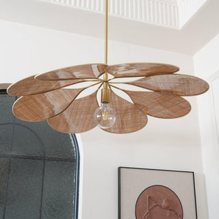 Petals Bloom Oriental Rattan Pendant Light