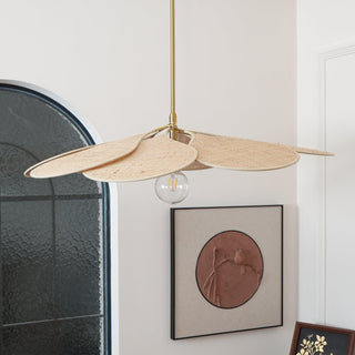 Petals Bloom Oriental Rattan Pendant Light