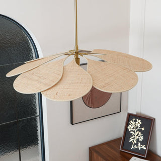 Petals Bloom Oriental Rattan Pendant Light