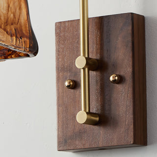 Orion Rustic Wood & Brass Wall Sconce