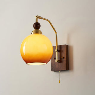 Orion Rustic Wood & Brass Wall Sconce