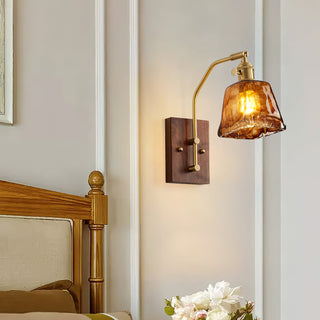 Orion Rustic Wood & Brass Wall Sconce