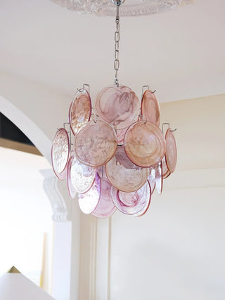 Aurora Chandelier Pink Murano Glass Disc Vintage Charm - Blowlighting