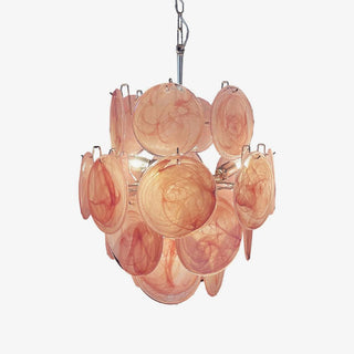 Aurora Chandelier Pink Murano Glass Disc Vintage Charm - Blowlighting