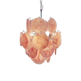 Aurora Chandelier Pink Murano Glass Disc Vintage Charm - Blowlighting