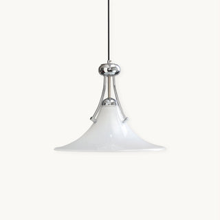 Pittman Chrome White Glass Pendant Light