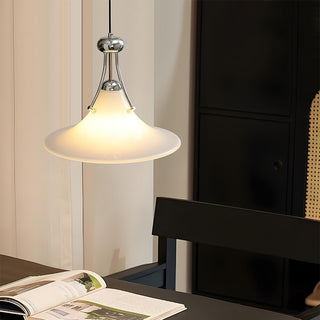 Pittman Chrome White Glass Pendant Light