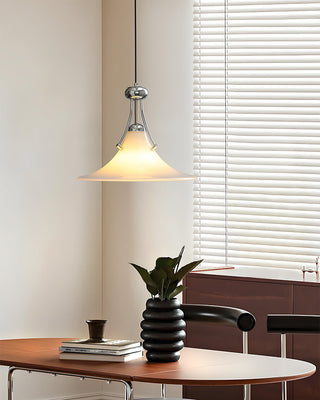 Pittman Chrome White Glass Pendant Light