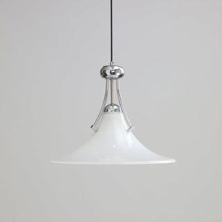 Pittman Chrome White Glass Pendant Light
