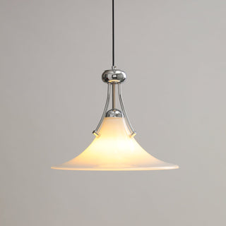 Pittman Chrome White Glass Pendant Light