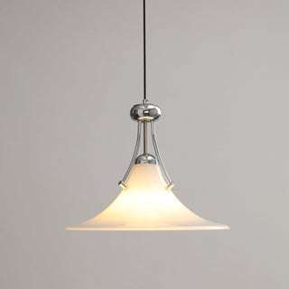 Pittman Chrome White Glass Pendant Light