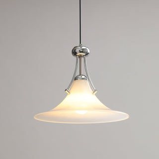 Pittman Chrome White Glass Pendant Light