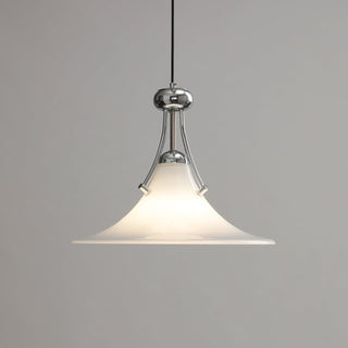 Pittman Chrome White Glass Pendant Light