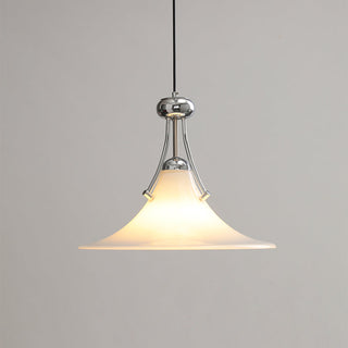 Pittman Chrome White Glass Pendant Light