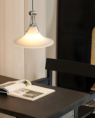 Pittman Chrome White Glass Pendant Light