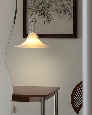 Pittman Chrome White Glass Pendant Light