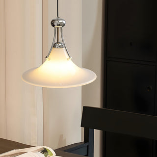 Pittman Chrome White Glass Pendant Light