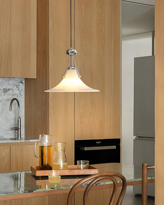 Pittman Chrome White Glass Pendant Light