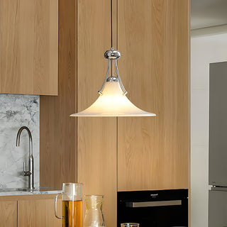 Pittman Chrome White Glass Pendant Light