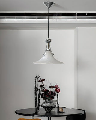 Pittman Chrome White Glass Pendant Light