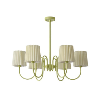 Pleated Fabric Matcha Pastel Metal Chandelier